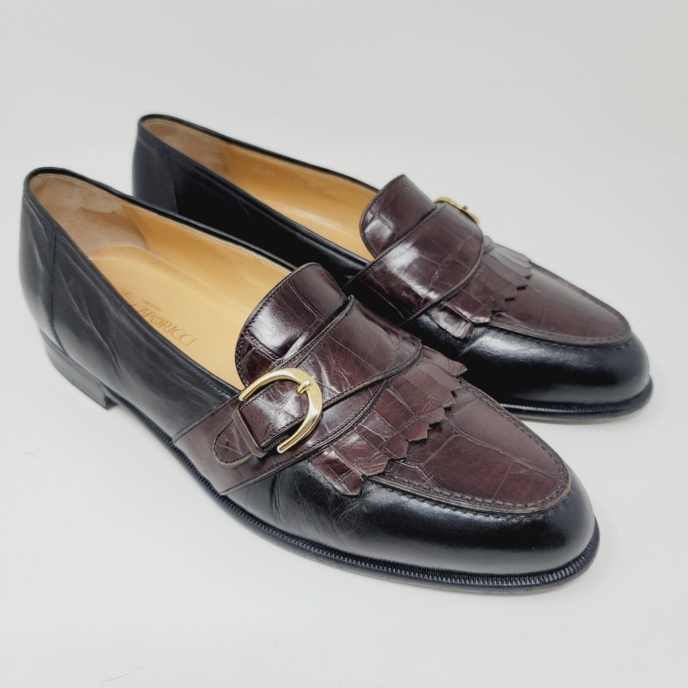 Caporicci Mens loafers Sz 10.5 M Slip-On Buckle Dress shoe Italy two tone